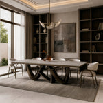 Dollemore - Modern Faux Travertine Ceramic + Antique Brass Dining Table by VIG Furniture - View 7