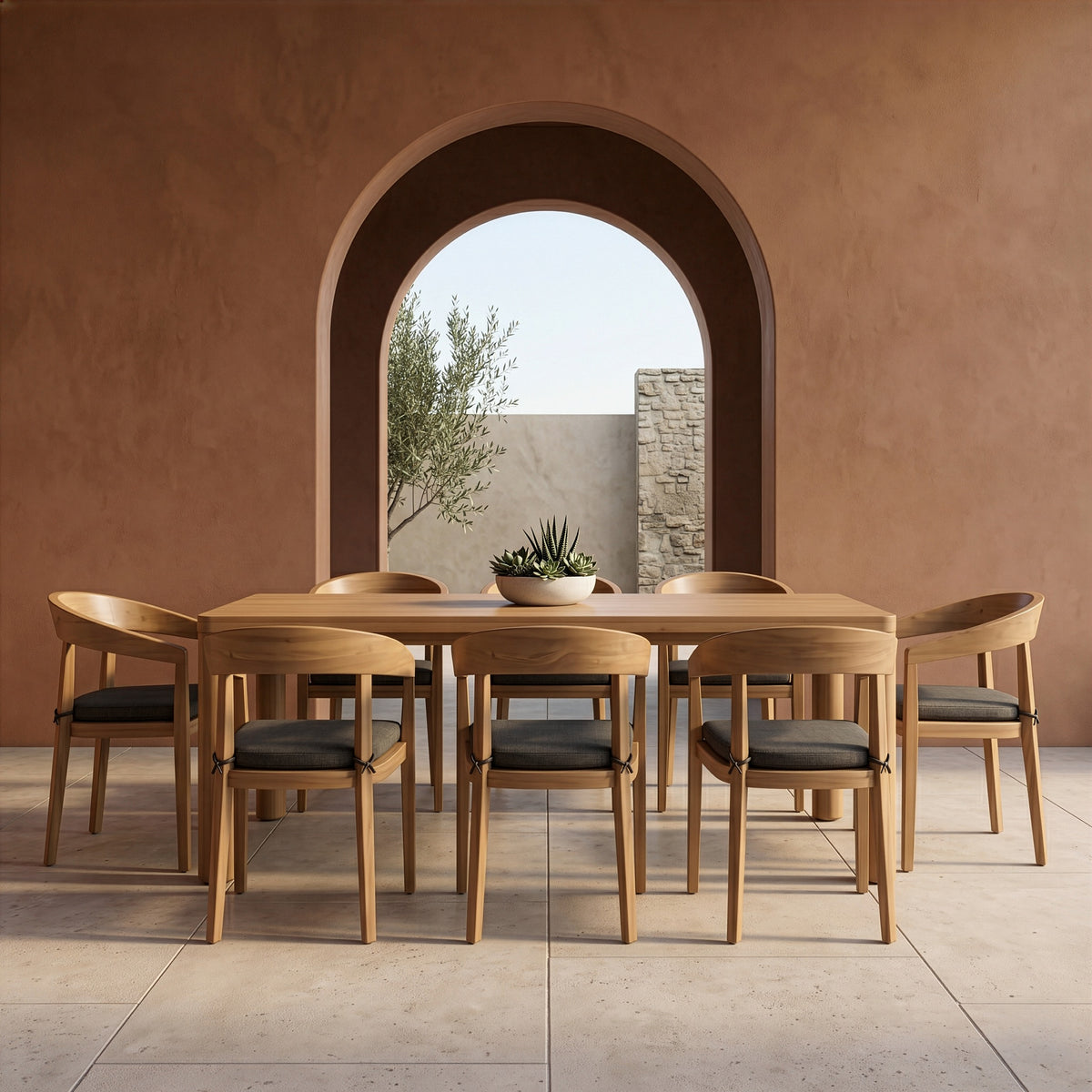 Evora - Outdoor Eucalyptus Rectangular Dining Table by VIG Furniture - View 9