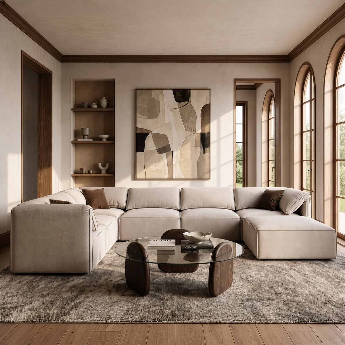 Gene - Modern Light Grey Fabric Modular Sectional Sofa-7-Piece Sectional by VIG Furniture - View 2
