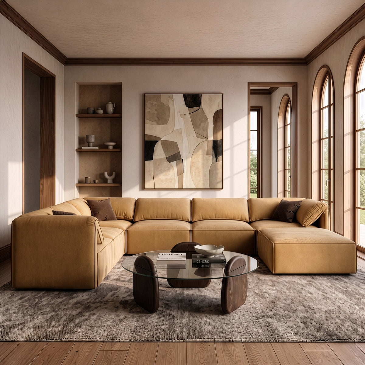 Gene - Modern Ochre Fabric 7-Piece Modular Sectional Sofa by VIG Furniture - View 2