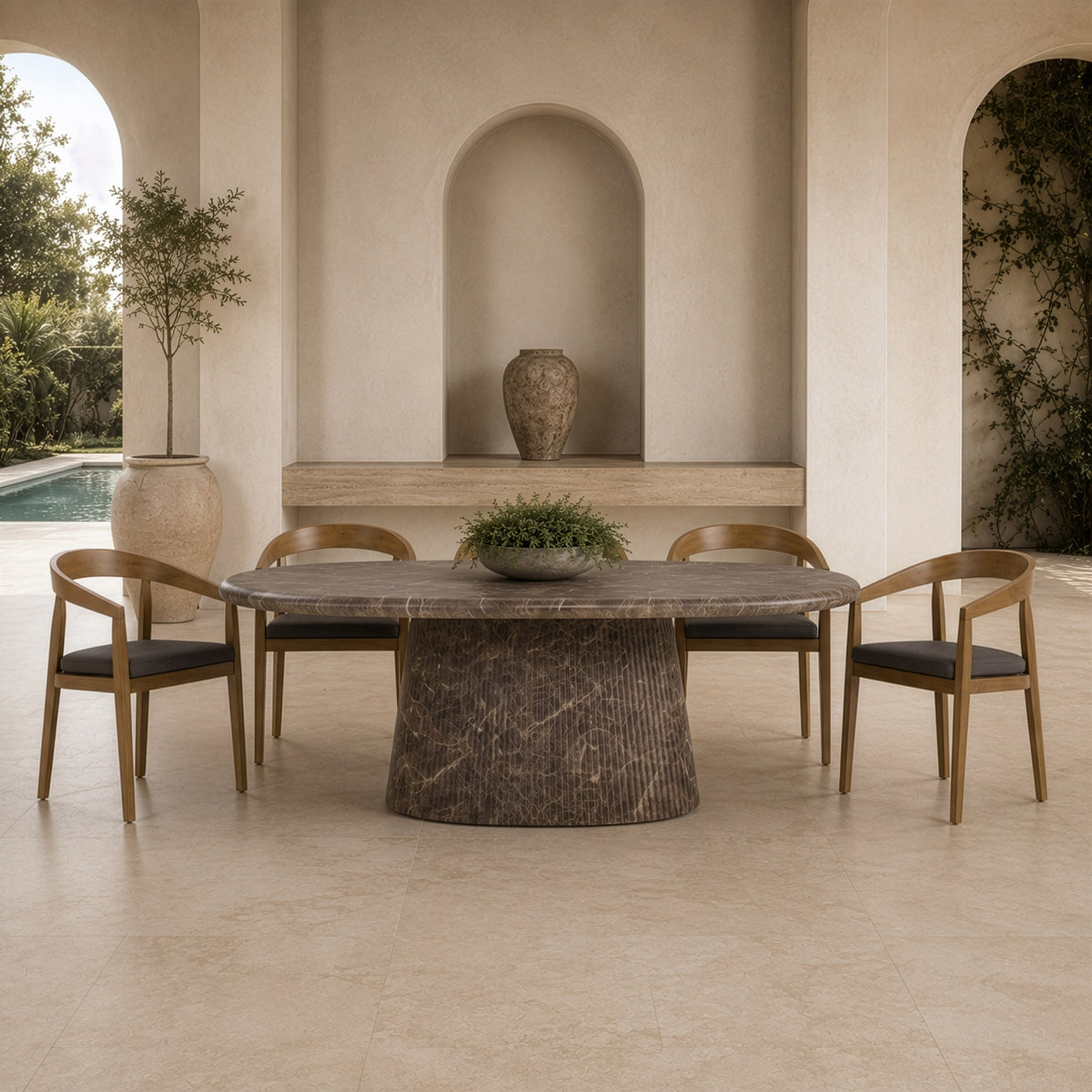 Jaya - Modern Faux Marble Concrete Oval Dining Table by VIG Furniture - View 8