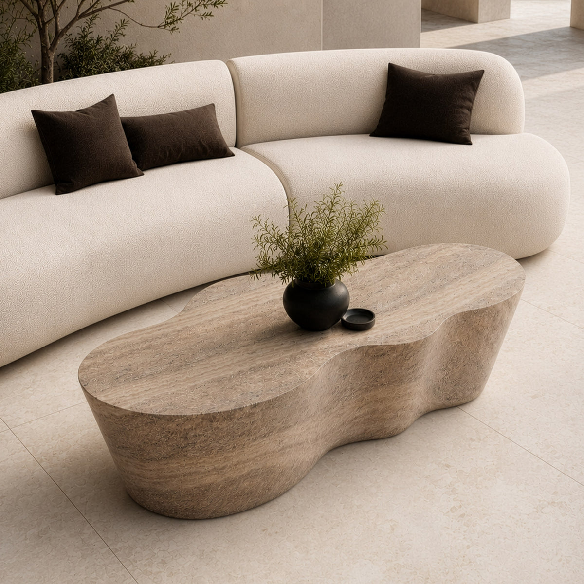 Meru - Modern Faux Travertine Concrete Coffee Table by VIG Furniture - View 6