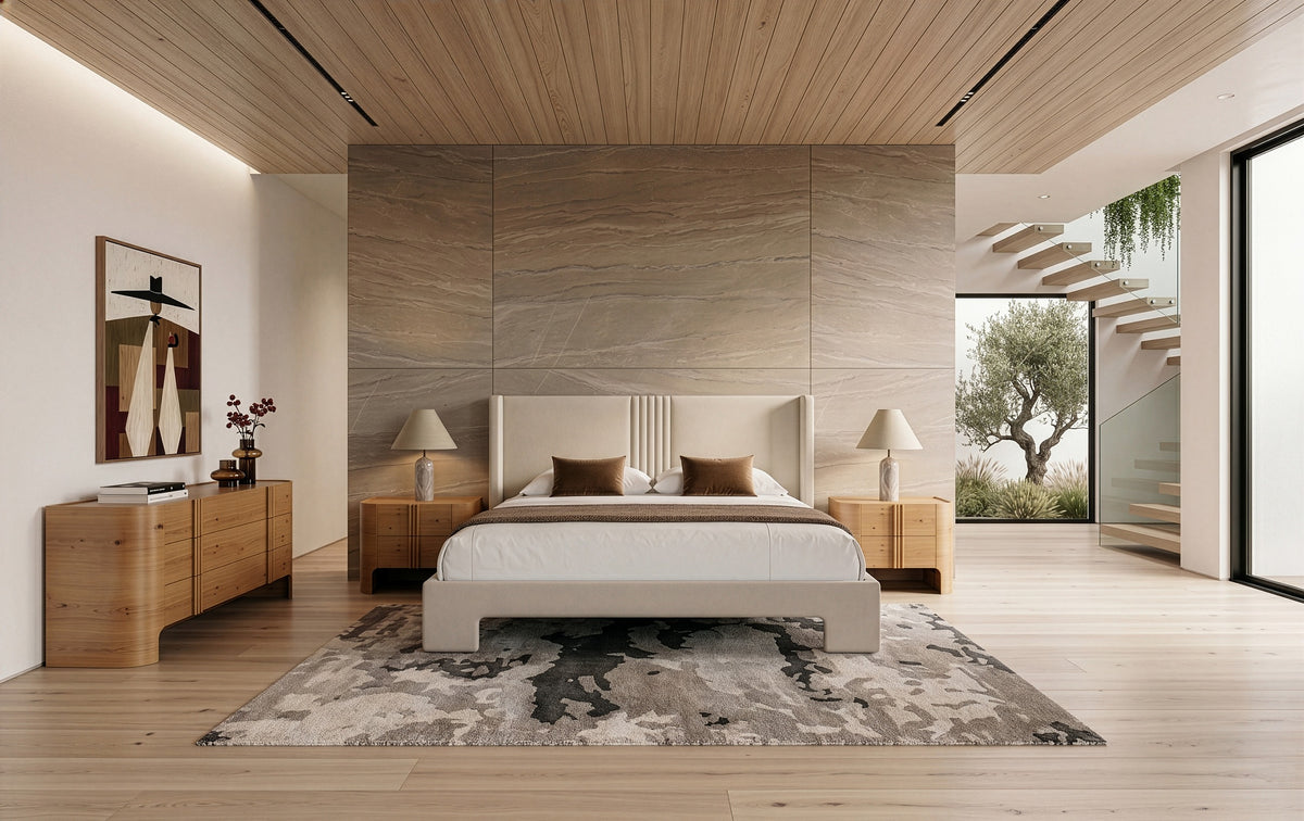 Newhart - Modern Beige Fabric Bed by VIG Furniture - View 7