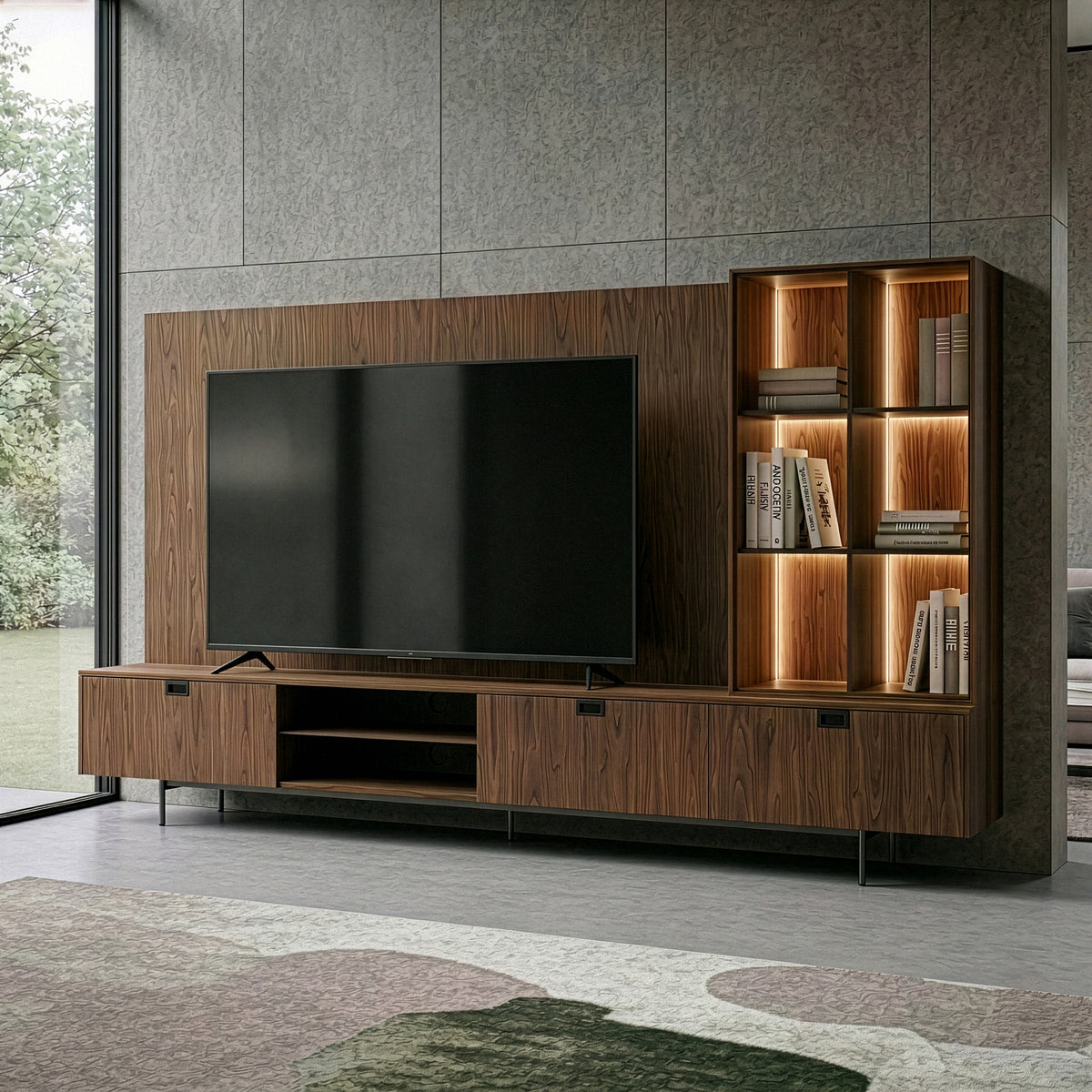 Raskin - Contemporary Walnut Entertainment Center w/ LED Lighting by VIG Furniture - View 12