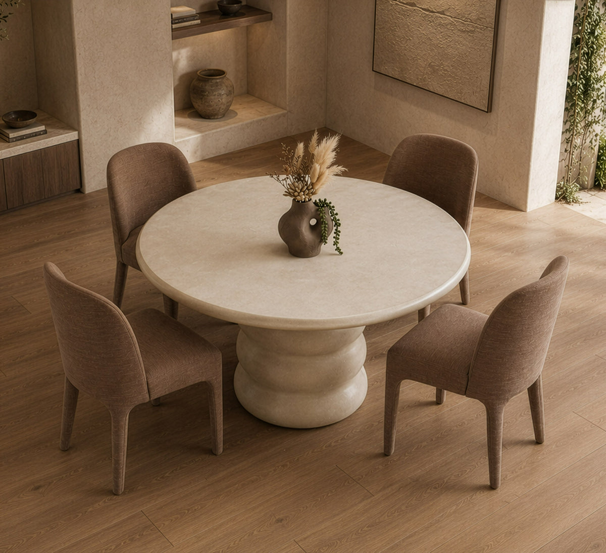Sosso - Modern Beige Round Fiberform Dining Table by VIG Furniture - View 6