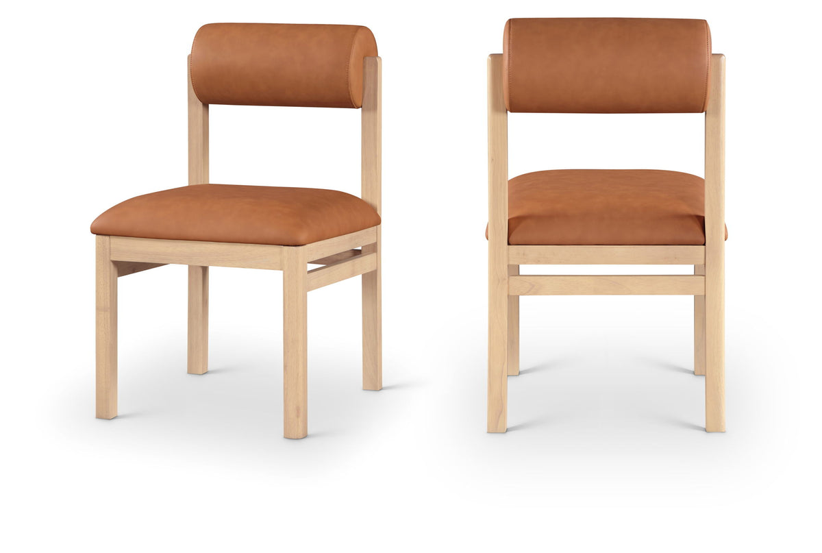 Roundhill - Faux Leather Dining Chair (Set of 2) - Natural Frame