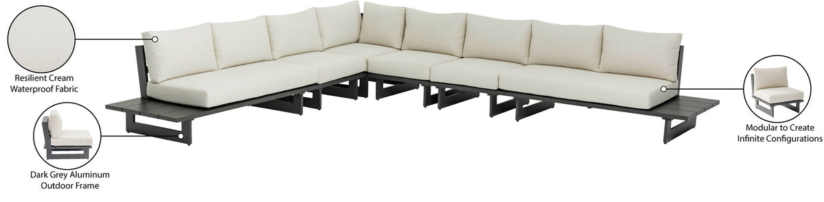 Maldives - 6 Piece Water Resistant Outdoor Patio Modular Sectional With Gray Base
