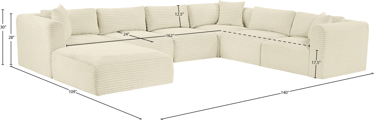 Shaggy - 7 Piece Modular U-Shaped Sectional With Ottoman