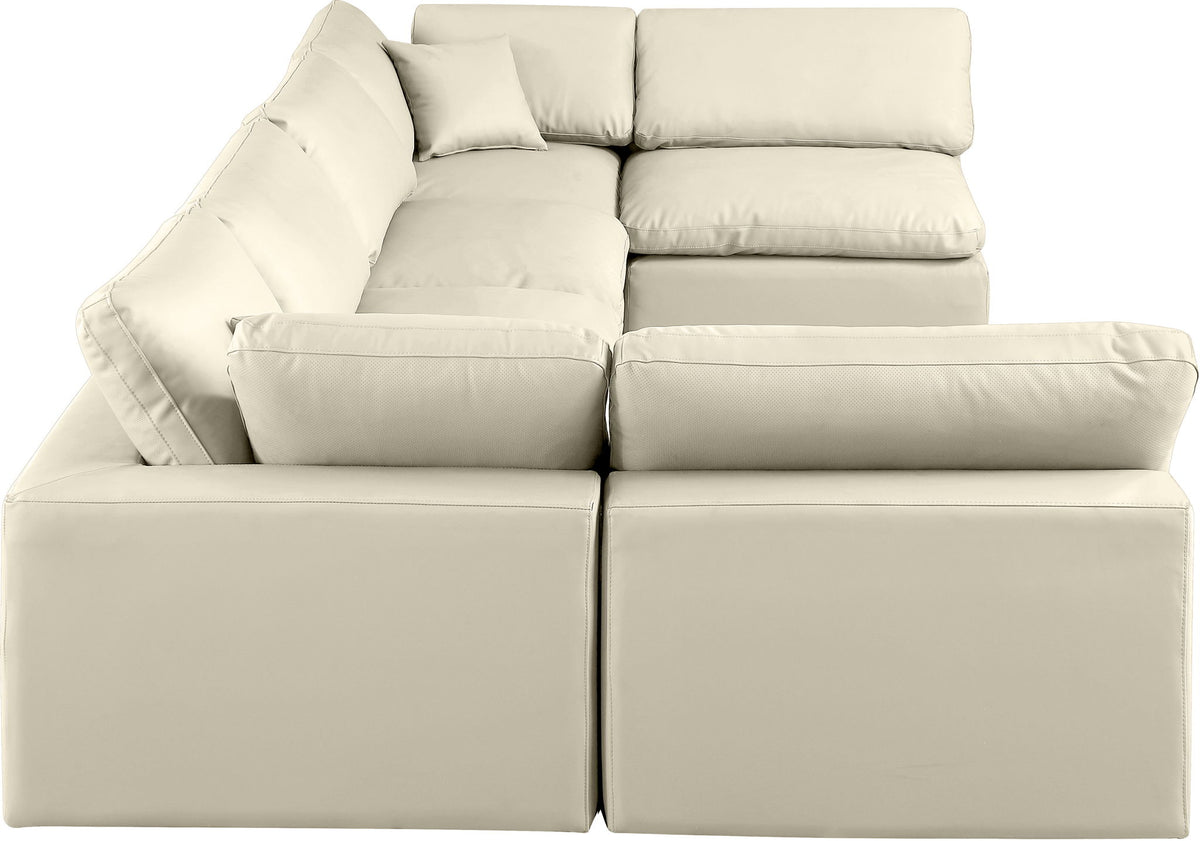 Comfy - 6 Piece Faux Leather Modular Armless Sectional