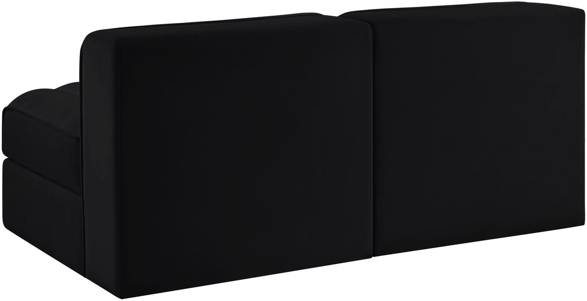 Rummi - Velvet Performance Fabric Upholstered 2 Piece Modular Armless Loveseat