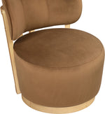 Elara - Velvet Upholstered Swivel Accent Chair - Saddle / Stained Natural