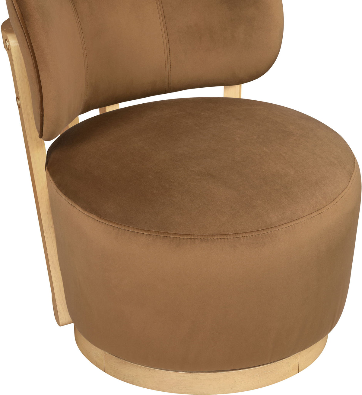 Elara - Velvet Upholstered Swivel Accent Chair - Saddle / Stained Natural