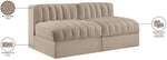 Rummi - Velvet Performance Fabric Upholstered 2 Piece Modular Armless Loveseat
