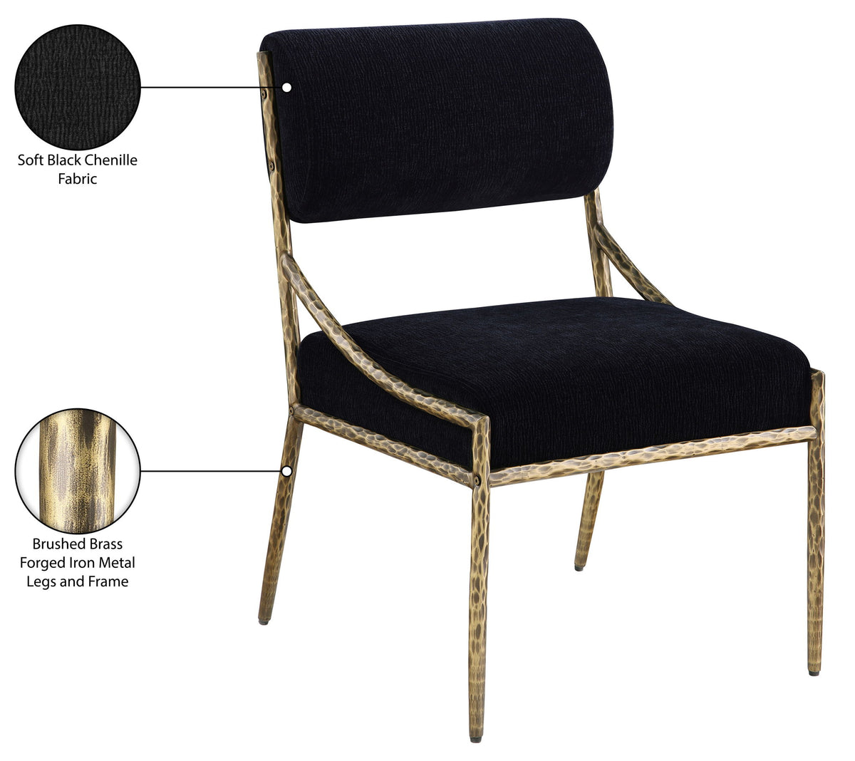 Bastille - Upholstered Dining Side Chair (Set of 2) - Brass Frame