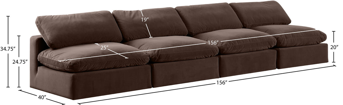Comfy - Velvet Modular Armless Sofa 4 Seats