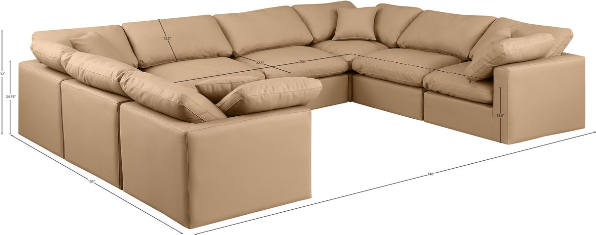 Indulge - Faux Leather 8 Piece Modular Sectional - Tan