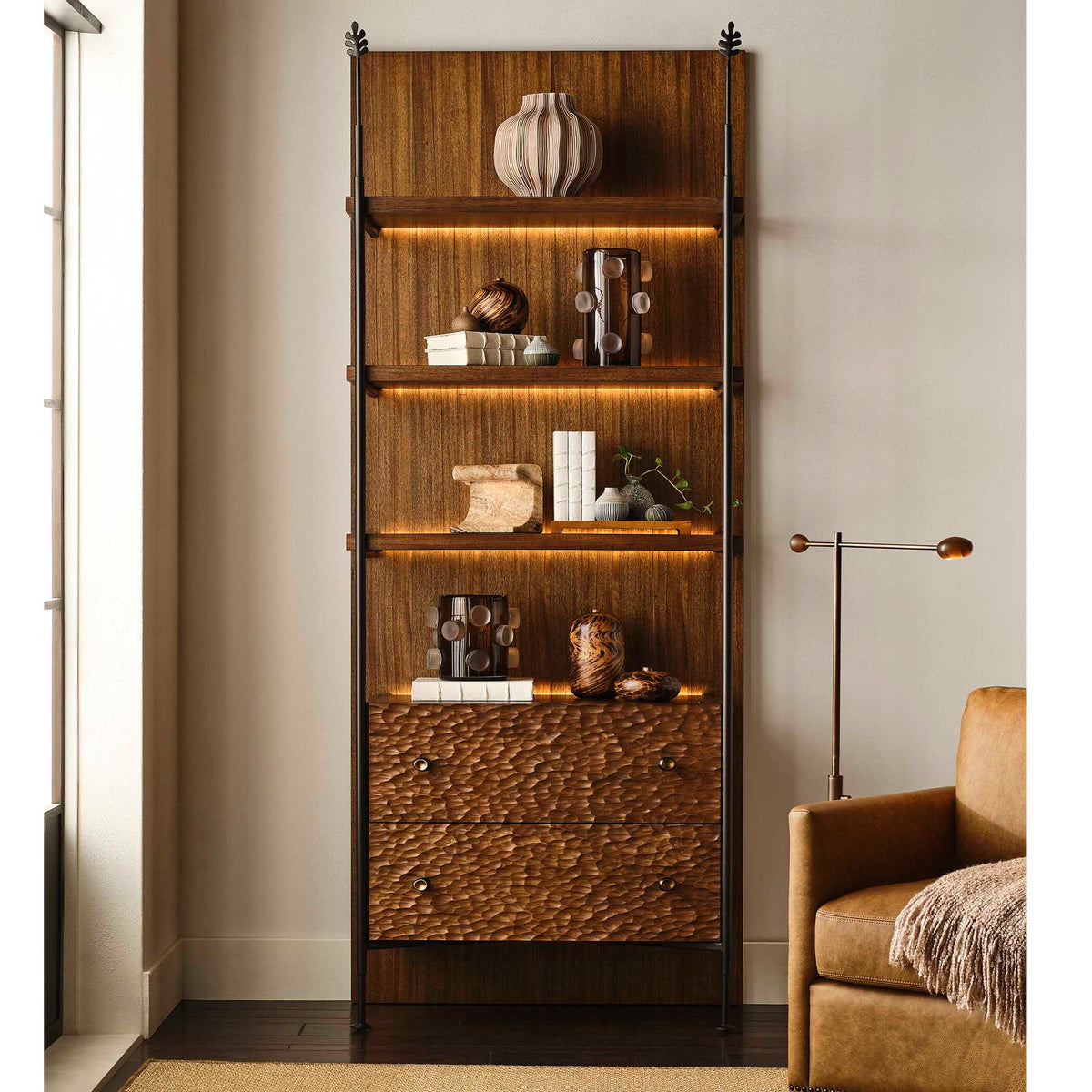 Sapling - Lighted Storage Etagere - Dark Brown