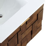 Leonardo - Engineered Stone And Solid Wood 24" Wall Mounted Bathroom Vanity