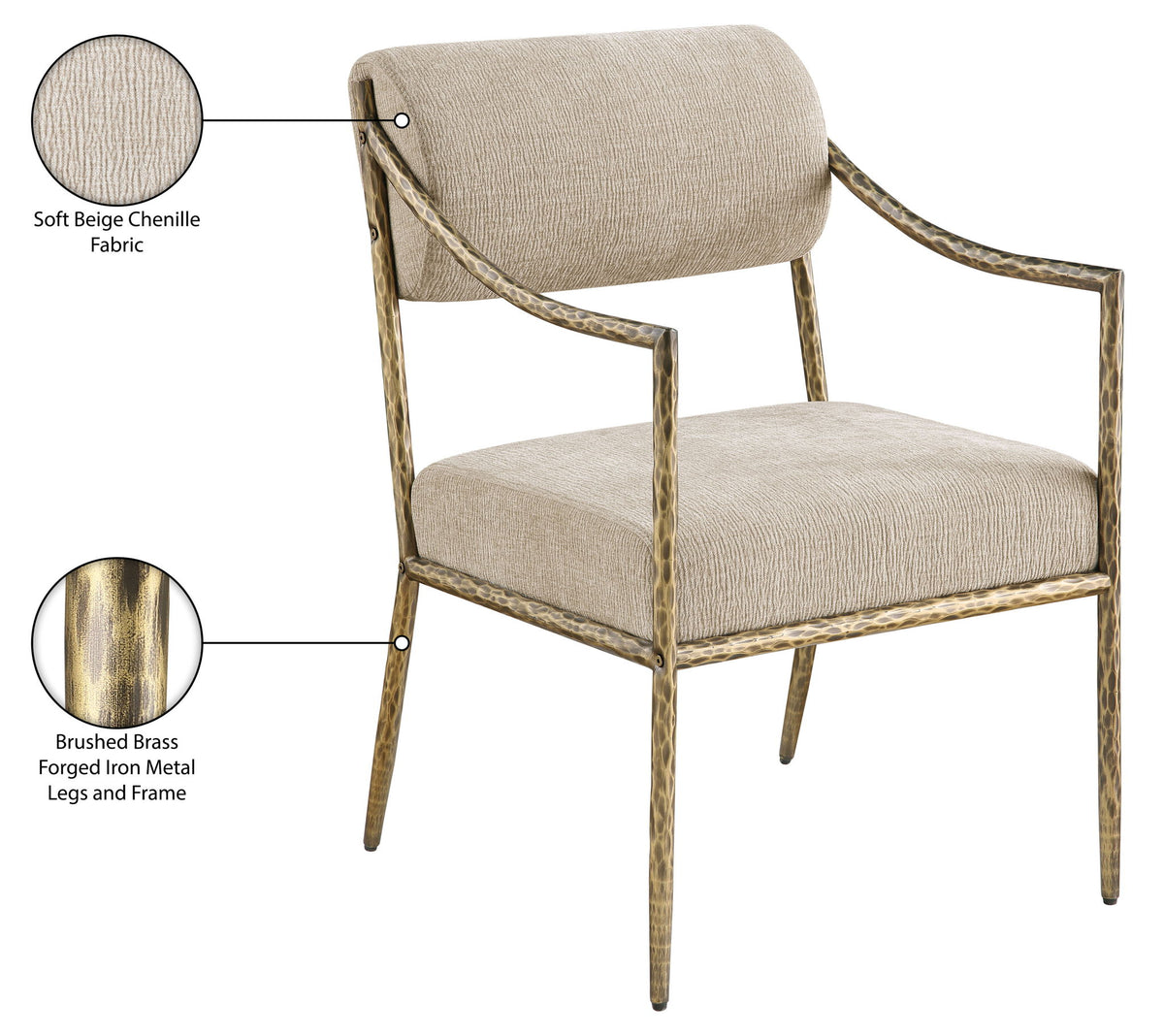 Bastille - Upholstered Dining Arm Chair (Set of 2) - Brass Frame