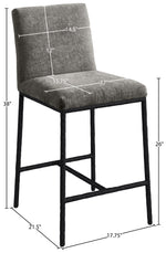 Reeves - Chenille Fabric Upholstered Counter Stool (Set of 2) - Black Base