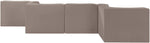 Rummi - Rounded Velvet Performance Fabric Upholstered 6 Piece Modular Sectional