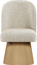 Marlowe - Linen Textured Fabric Upholstered Swivel Dining Side Chair - Stained Natural