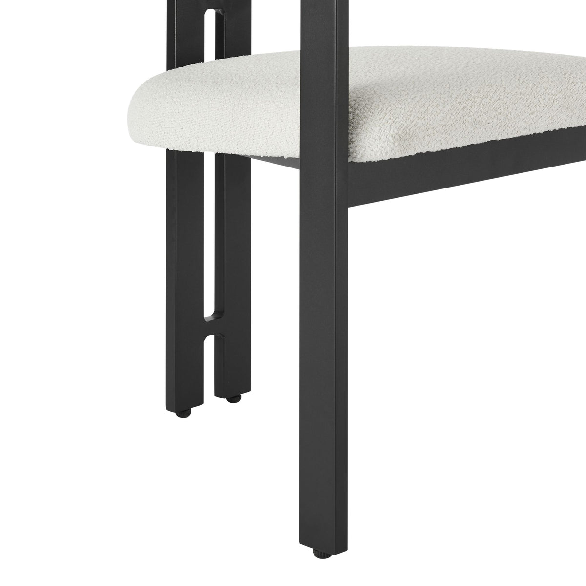 Jazmin - Outdoor Dining Chair With Boucle Cushion And Powder Coated Aluminum Frame (Set of 2) - Cream / Black