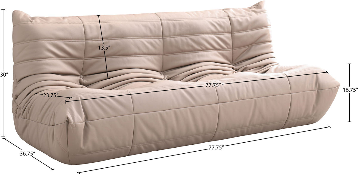 Relax - Vegan Leather 77.75" Upholstered Sofa - Tan