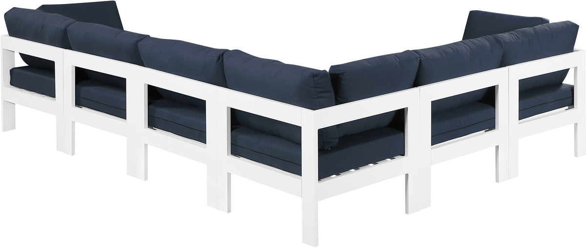 Nizuc - Outdoor Patio 6 Piece Modular Sectional With White Frame