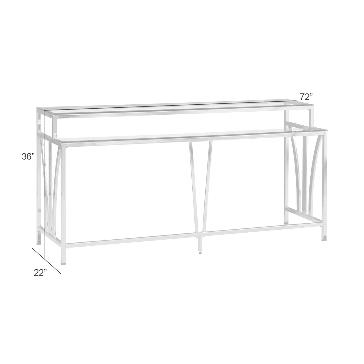 Celina - 72" Rectangle Tempered Glass Console Table - Shiny Nickel