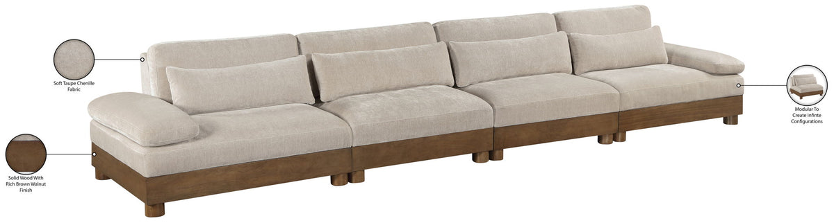 Turin - Chenille Fabric Upholstered Modular Sectional - Taupe