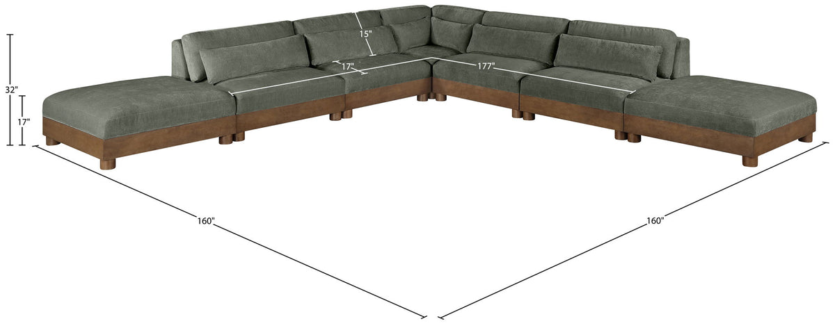 Turin - Chenille Fabric Upholstered Modular Sectional - Green