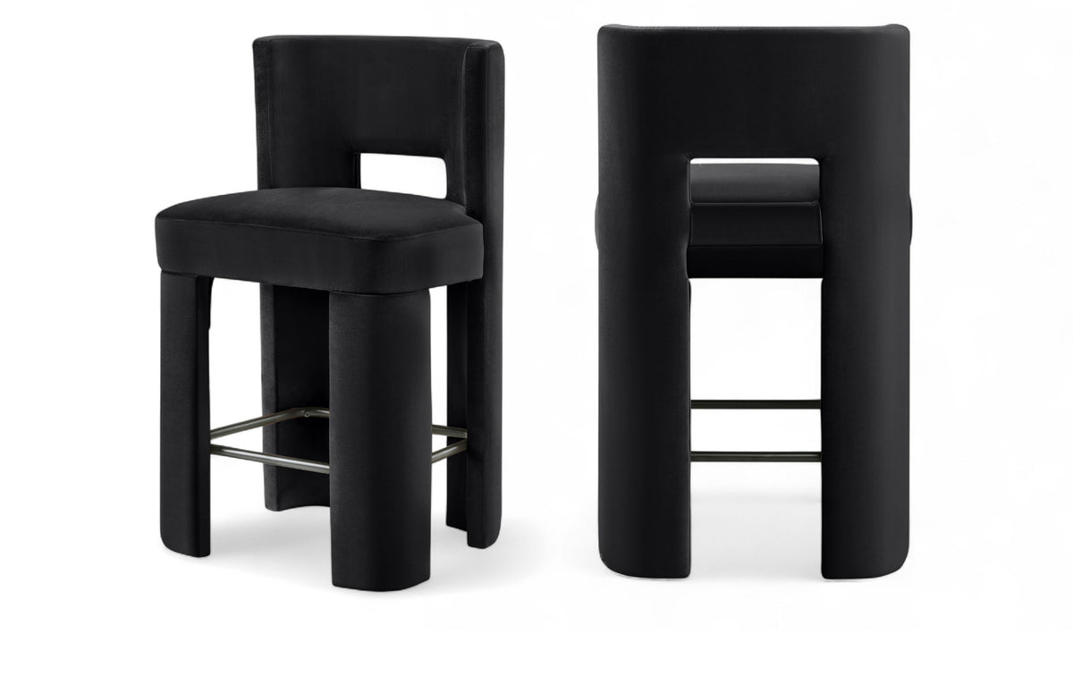 Zuno - Velvet Performance Fabric Upholstered Counter Stool (Set of 2)