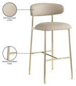 Lupita - Vegan Leather Upholstered Bar Stool With Brushed Gold Frame (Set of 2)