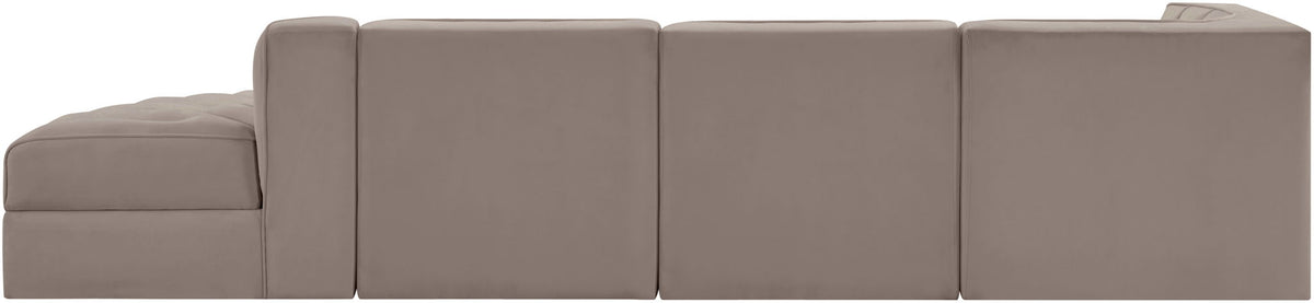 Rummi - Velvet Performance Fabric Upholstered 4 Piece Modular Sectional With Reverse Corner Chair