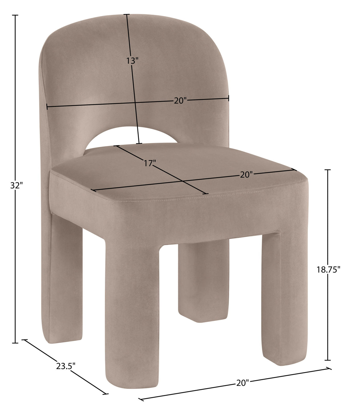 Celine - Velvet Performance Fabric Upholstered Dining Chair (Set of 2) - Taupe