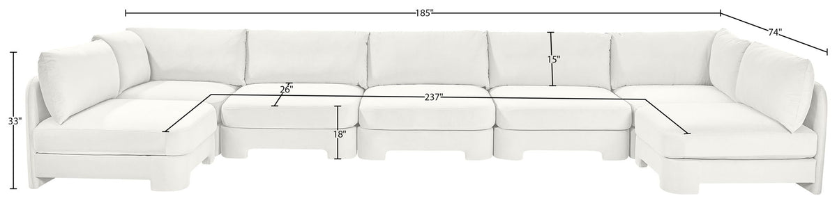 Hammond - Velvet Performance Fabric Upholstered 7 Piece U-Shaped Armless Sectional