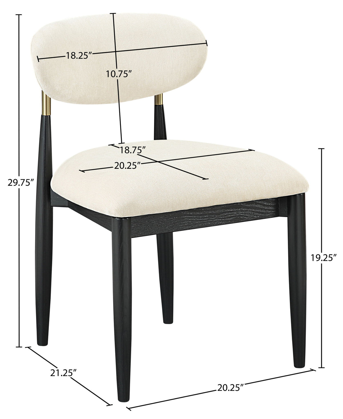 Riccio - Fabric Dining Side Chair (Set of 2) - Black And Gold Frame