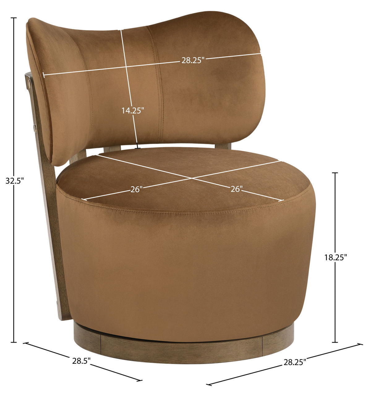 Elara - Velvet Upholstered Swivel Accent Chair - Stained Brown
