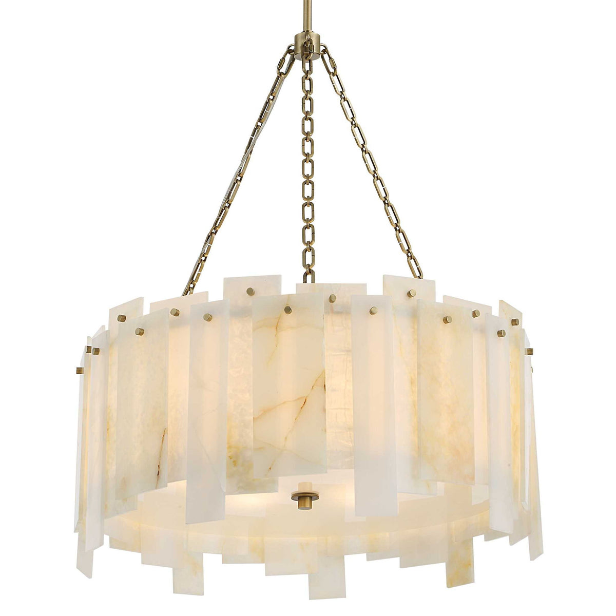 Stacked Deck - Pendant - White / Light Antique Brass