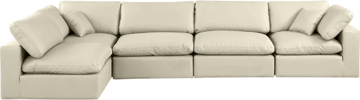 Comfy - 5 Piece Faux Leather Modular Sectional