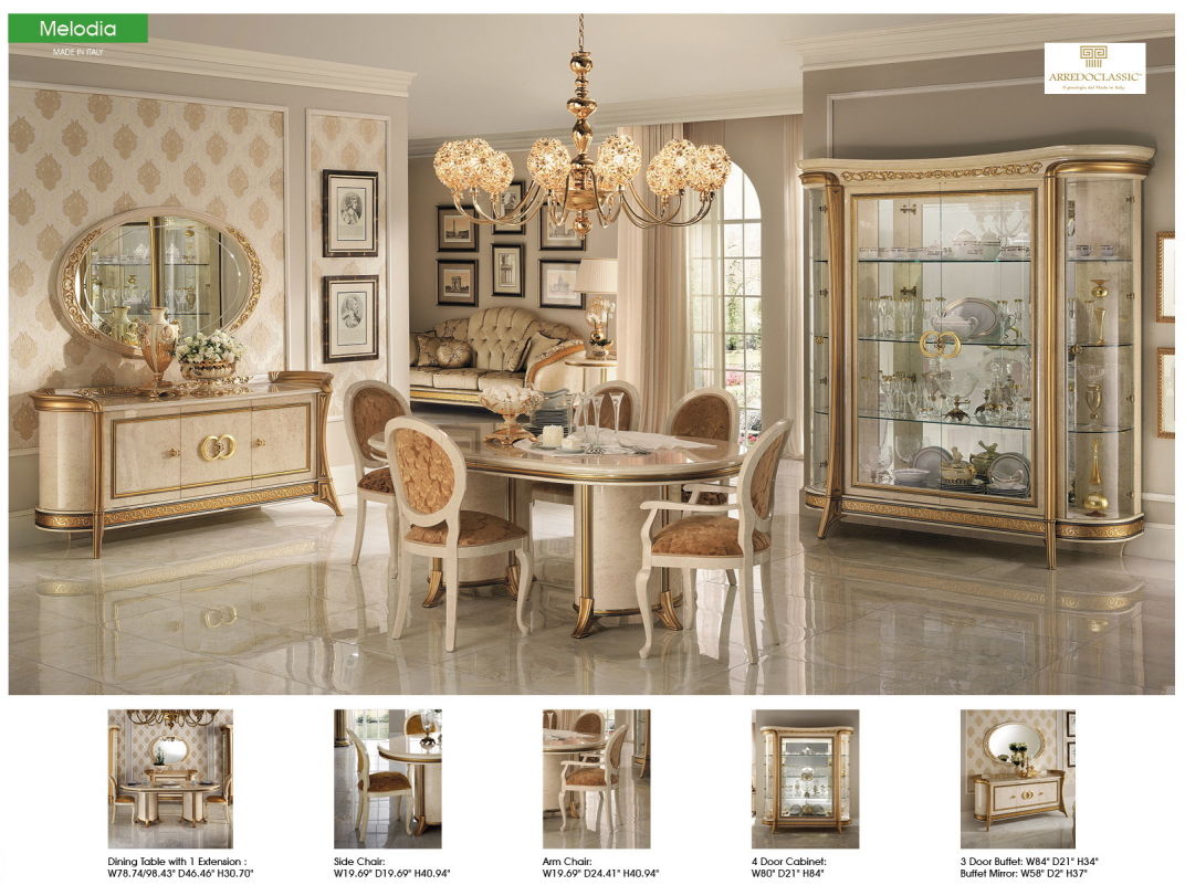 Melodia - Dining Table - Beige / Gold