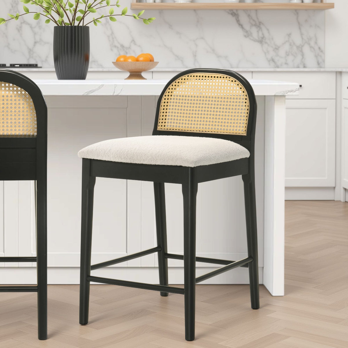 Lucio - Modern Farmhouse Wood Counter Height Kitchen Bar Stool