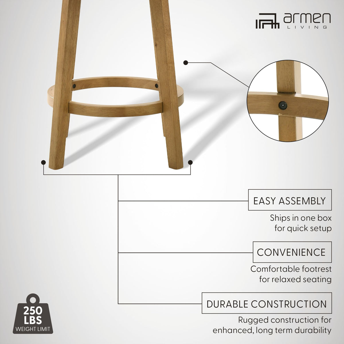 Isla - 30" Amber Glow Bar Height Rubberwood Swivel Barstool
