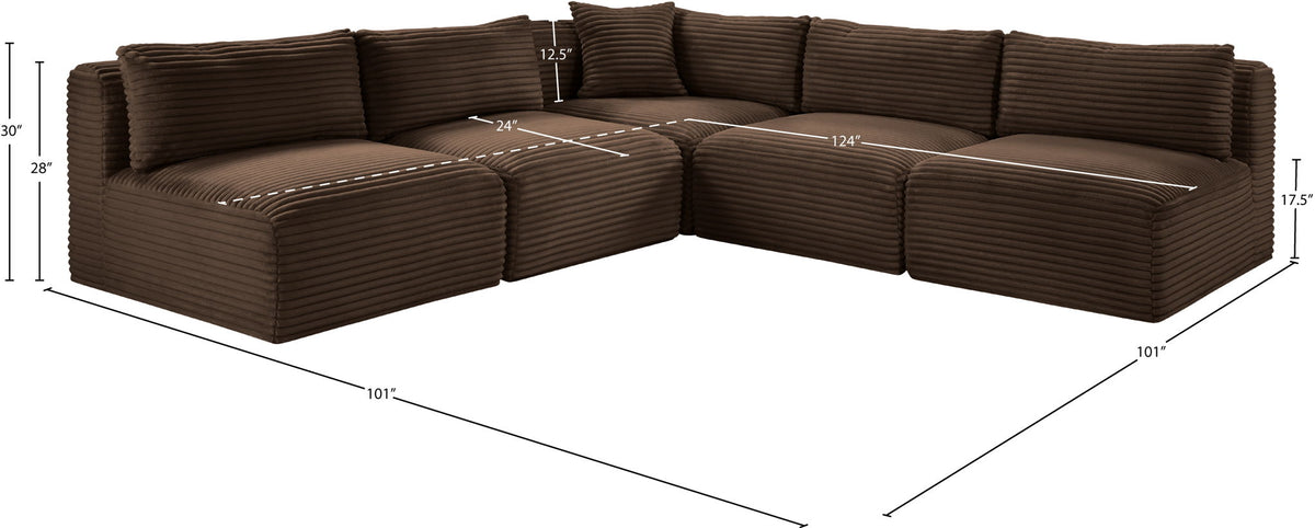 Shaggy - 5 Piece Modular Corner Armless Sectional