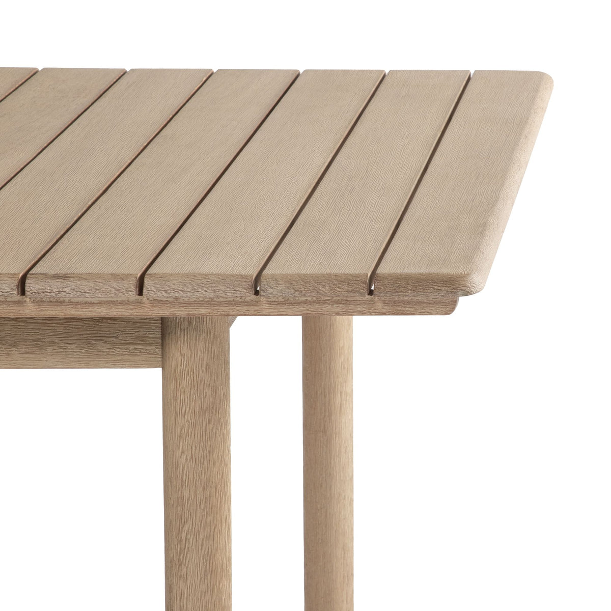 Balmor - 79" Rectangular Extendable Outdoor Dining Table, Seats 6 - Wire-Brushed Natural Eucalyptus