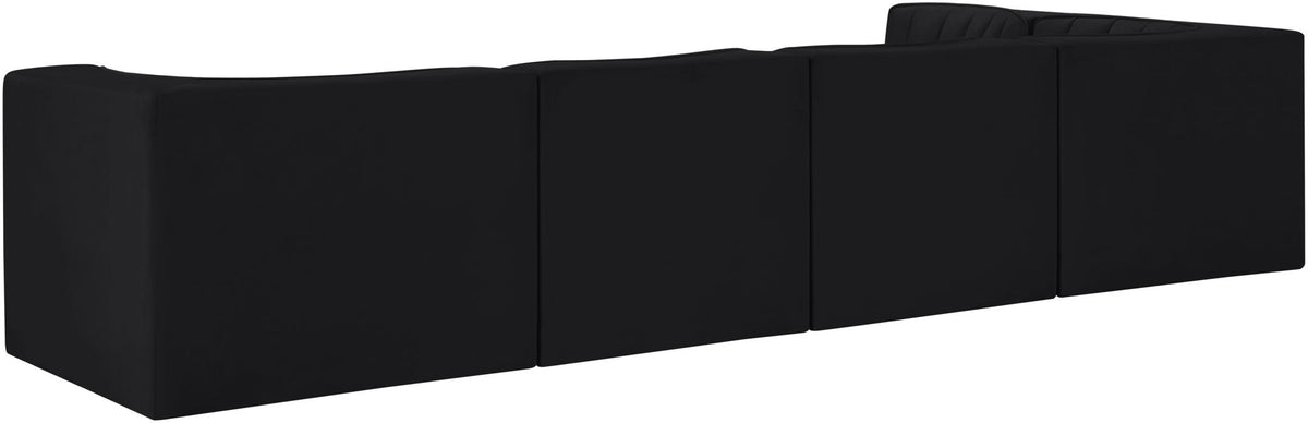 Rummi - Velvet Performance Fabric Upholstered 5 Piece Modular Sectional, L-Shaped (Right)