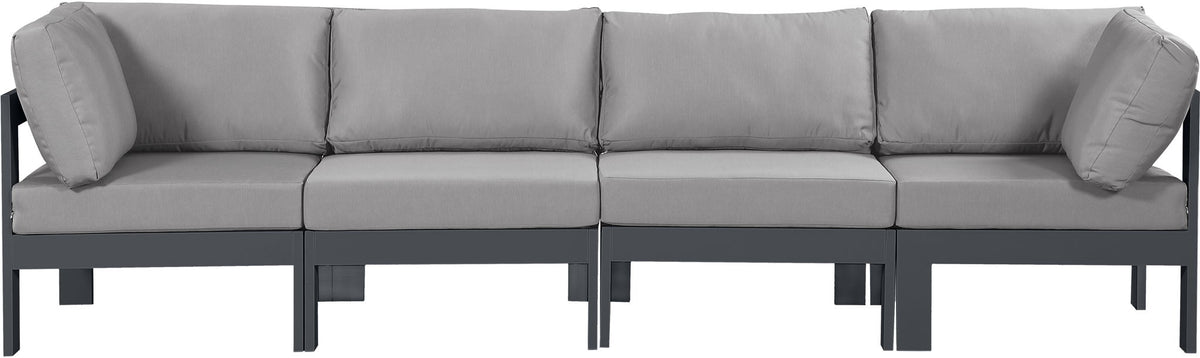 Nizuc - Outdoor Patio 4 Seat Modular Sofa With Gray Frame