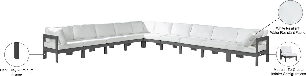Nizuc - Outdoor Patio 10 Piece Modular Sectional With Gray Frame
