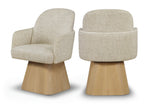Marlowe - Linen Textured Fabric Upholstered Swivel Dining Arm Chair - Stained Natural